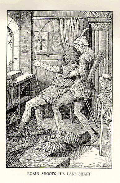 Louis Rhead drawing Robin Shoots His Last Shaft (1912)