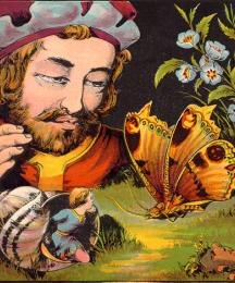 Tom Thumb Mounts a Butterfly, and Hopes to Get Away