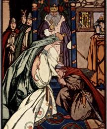 Wondering and Awe-Struck, Sir Gawain Sank Before the Lady On One Knee