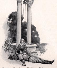 By the side of a well, King Pellinore saw a lady sitting, holding a wounded knight