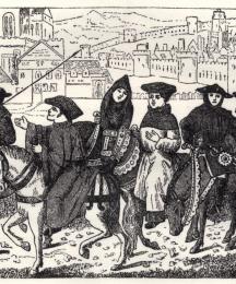 The Canterbury Pilgrims from a Miniature in the British Museum