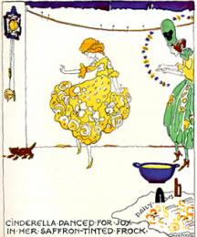 Cinderella danced for joy in her saffron-tinted frock.