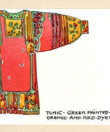 Tunic - green painted in orange and red dyes.