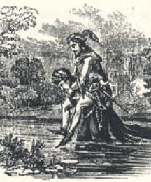 The Friar Wading Through Water with Robin on his Back, Headpiece to Robin Hood and the Curtall Fryer