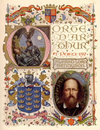 Title Page with images of Tennyson and the Dying Arthur