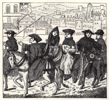 The Canterbury Pilgrims from a Miniature in the British Museum