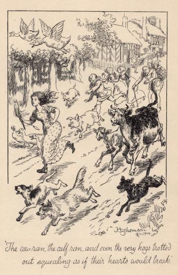 (Frontispiece) "The cow ran, the calf ran..."