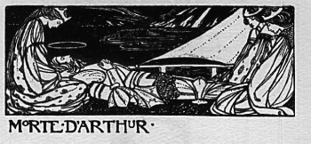 The Passing of Arthur [black and white illustration]