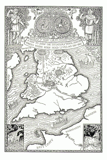 Map of Royal Hunting Forests Where Robin Hood Lived