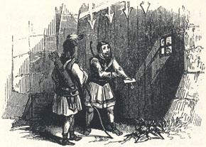 Adam Bell and Clym Parlay at the Gates, Headpiece to the Second Fit of "Adam Bell, Clym of the Clough, and Wyllyam of Cloudeslie"